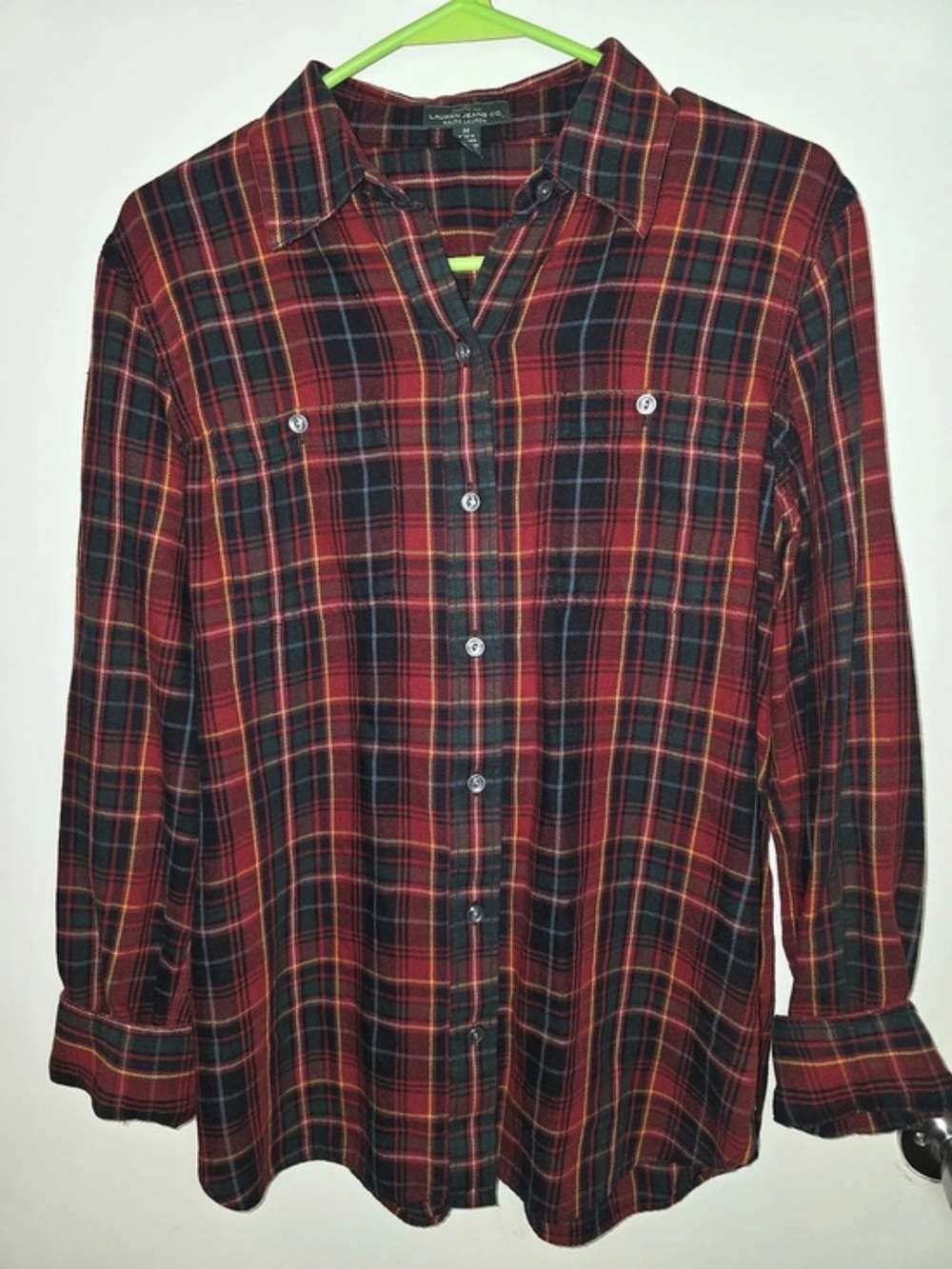 LRL Lauren Jeans Co Ralph Lauren Red and Green Plaid Flannel Button Up Shirt-M